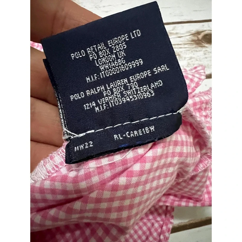 Ralph Lauren Sleeveless Shirt Pink Gingham Peplum Vintage 6X